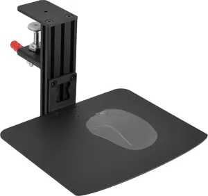 Adjustable Metal Clamp-on Computer Mouse Pad & Device Holder for Desks, 10.63" x 8.66" Ergonomic Desk Extender Tray Desk Mount, Fits up to 4 Inch Desktops, Black