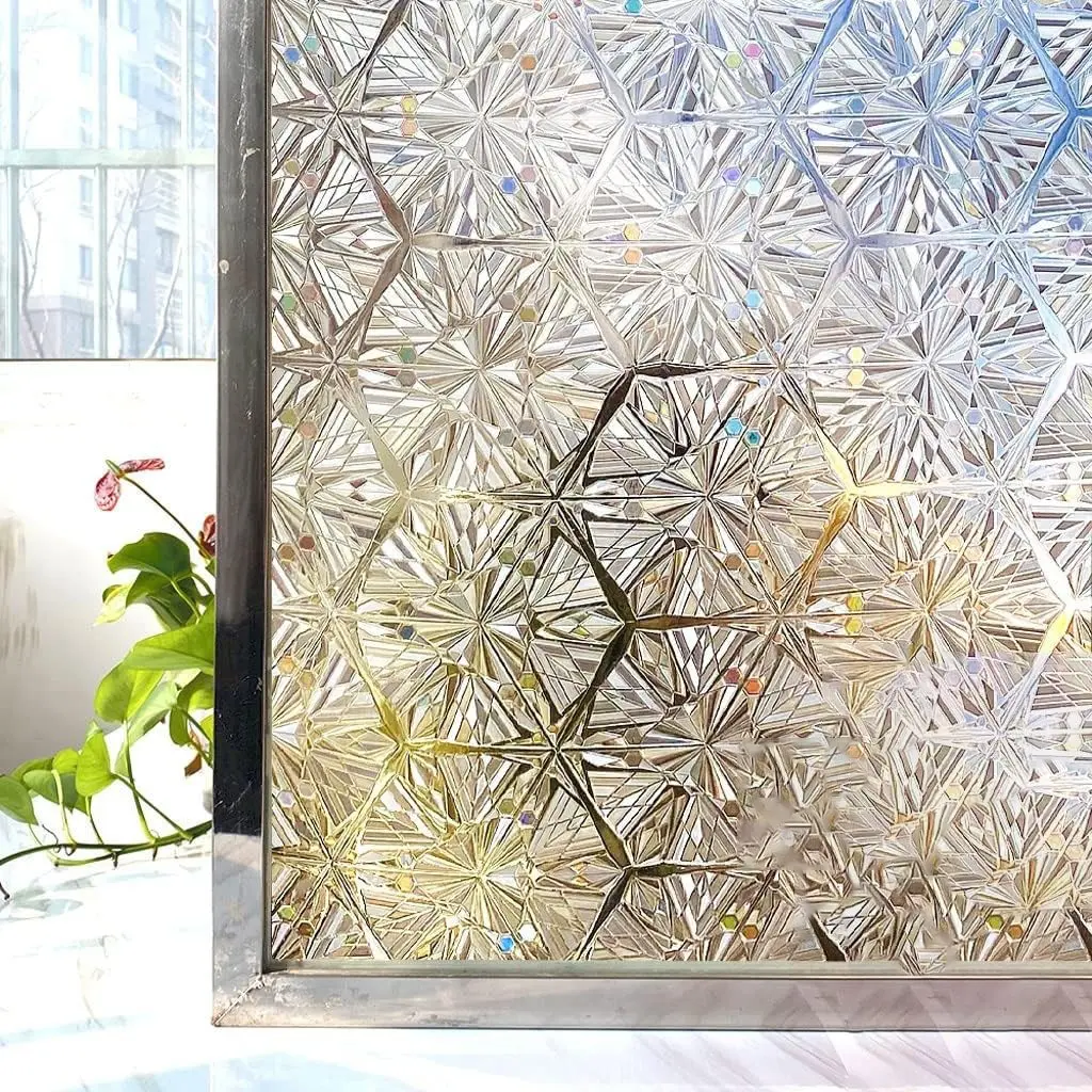 Multi-Spec Glass Static Stickers, New Diamond Snowflake Pattern, Eco-Friendly No Glue, Privacy & Transparent Friendly, Reusable, Window Sticker