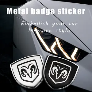 3D Metal Shield Emblem Decal Sticker Car Accessories for Dodge RAM 1500 Srt Sxt Challenger Durango Charger Grand Caravan Dart Journey Avenger Nitro Truck Car Decal Car Stickers