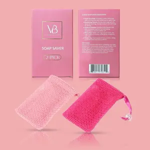 Vibrant Beauty SOAP SAVERS 2 Pack - Pink Mesh Bags for Exfoliating and Saver - Perfect for Cleansing - Enhance Your Shower