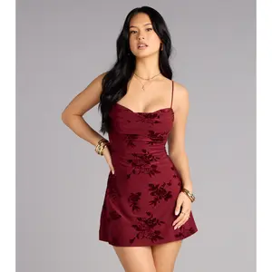 Velvet Bloom Cowl Mini Dress