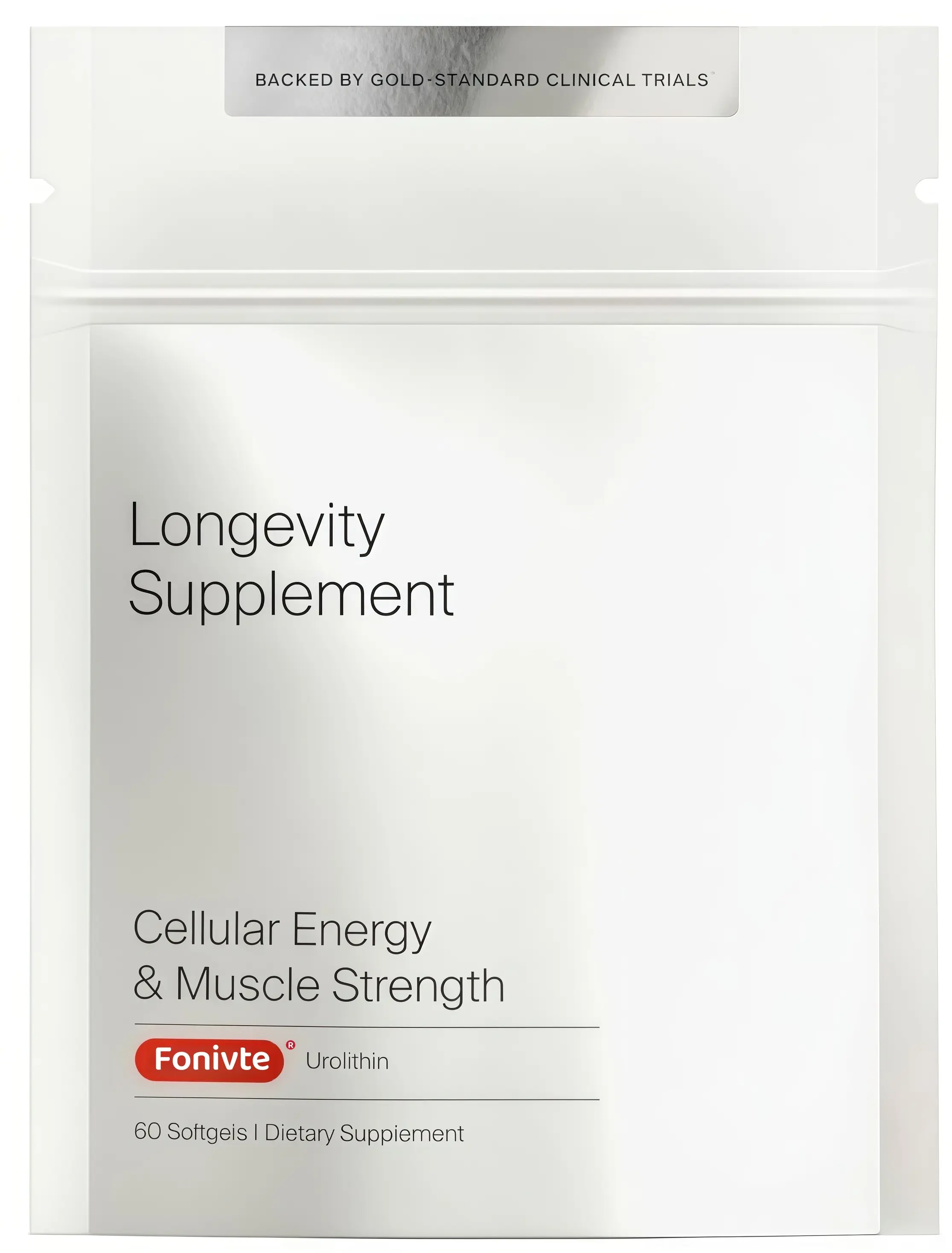 Fonivte Longevity Supplement - Clinically Proven Urolithin A for Cellular Energy, Muscle Strength & Mitochondrial Renewal - 60 Softgels Dietary Supplement