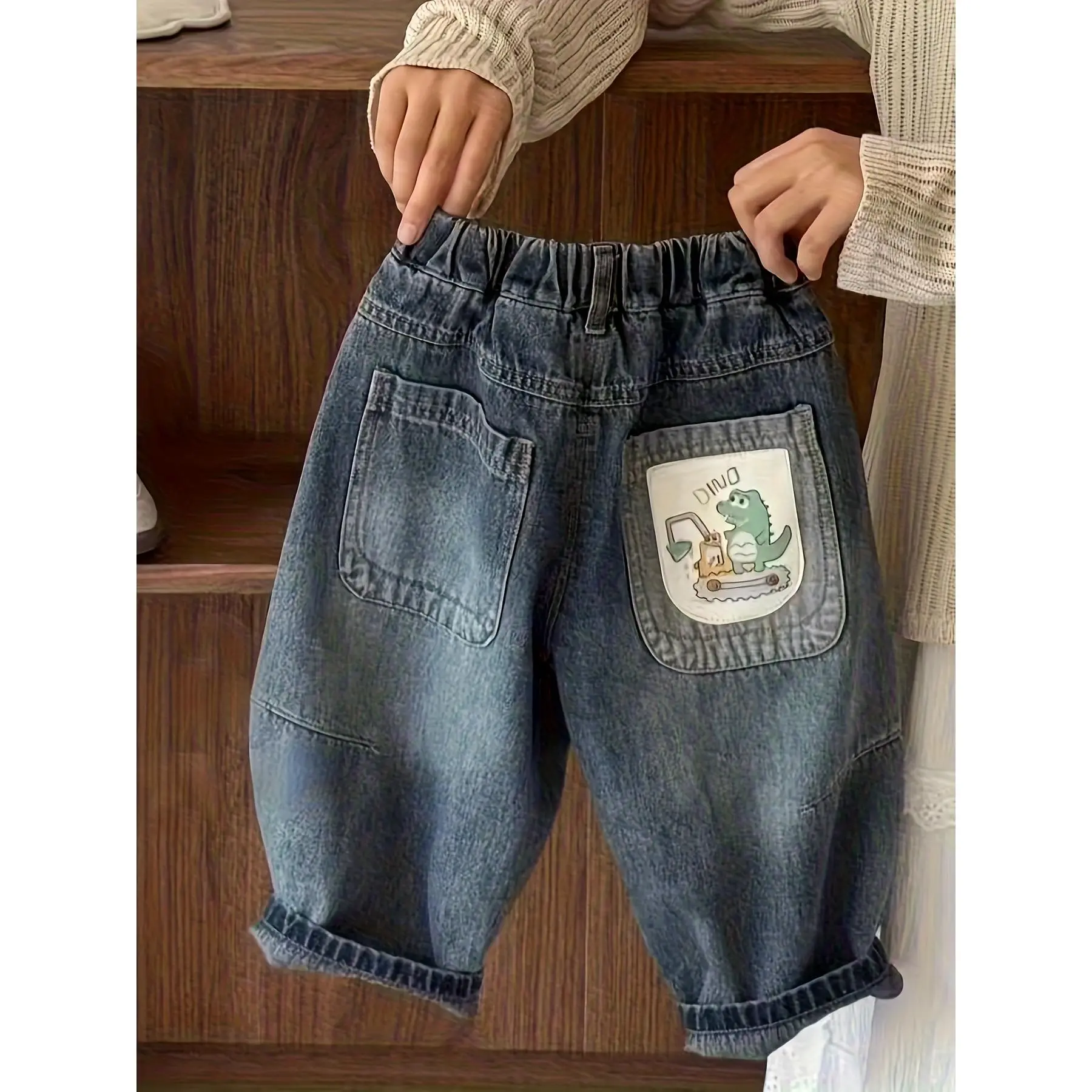 Boys' Jeans, Children's Spring/Autumn Stylish Korean-Style Long Pants, Straight-Leg Loose Fit Trousers for Toddlers and Young Children