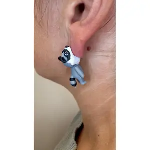 Raccoon Chomper Earrings | Cute Trash Panda Jewelry | Woodland Animal Statement Earrings | Raccoon Lover Gift | Hypoallergenic 3D Printed