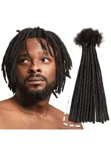 0.6cm Dreadlocks Extension Human Hair #1B Natural Black Traditional Locs Extension 4-18inch Length Crochet Braid Handmade Dreads Hip-Hop Boho Locs