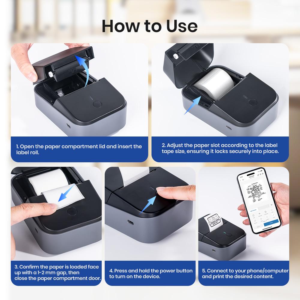 PM260 Label Maker Machine with Tape, 2 Inch Label Maker Bluetooth Label Printer, AI Printer, Inkless Portable Labeler for Home, Kitchen, School, Office Organization