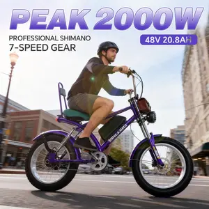 DRIFT.SLIDE 2000W peak power electric bicycle, 55km/h electric lightweight motorcycle, 48V 20.8 Ah UL 2849 detachable battery, 7-speed/single speed optional, 20 inch inflatable tires, essential for urban commuting lightweight fashion enthusiasts
