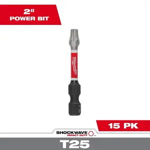 Milwaukee 48-32-5015 15PC SHOCKWAVE™ 2" T25 Impact Bit