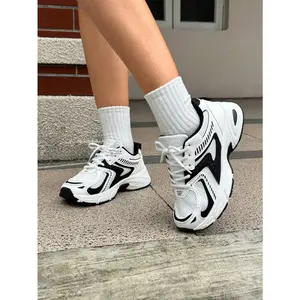 Soft Leather Thick-Soled Height-Enhancing Sneakers, Women's Breathable Mesh 2025 Spring, Summer And Autumn New Casual Running Shoes, Music Festival Millennial Style Back To School Must-Have