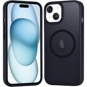 Phone Case for iPhone 17 16 15 14 13 12 Pro Max 16 Plus 16E, Luxury Frosted Translucent iPhone Case with Strong Magnetic Ring, Drop-Proof Black Bumper Cover,Non-Slip Grip & Wireless Charging Compatible, iPhone 17 Pro Max,Cases