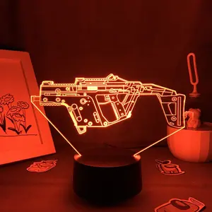Vector Gun Lamp - 3D LED Night Light lamp for Kids Bedroom Night Light Bedside Decor, Christmas Gift with LED Color Changing RGB Light