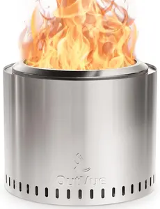 19.5 inch Stainless Steel Smokeless Fire Pit, Outdoor Smokeless Firepit with Tote Bag&Fire Poker, Wood Burning Fire Pits for Camping, Bonfire, Low Smoke Firepit for Outside