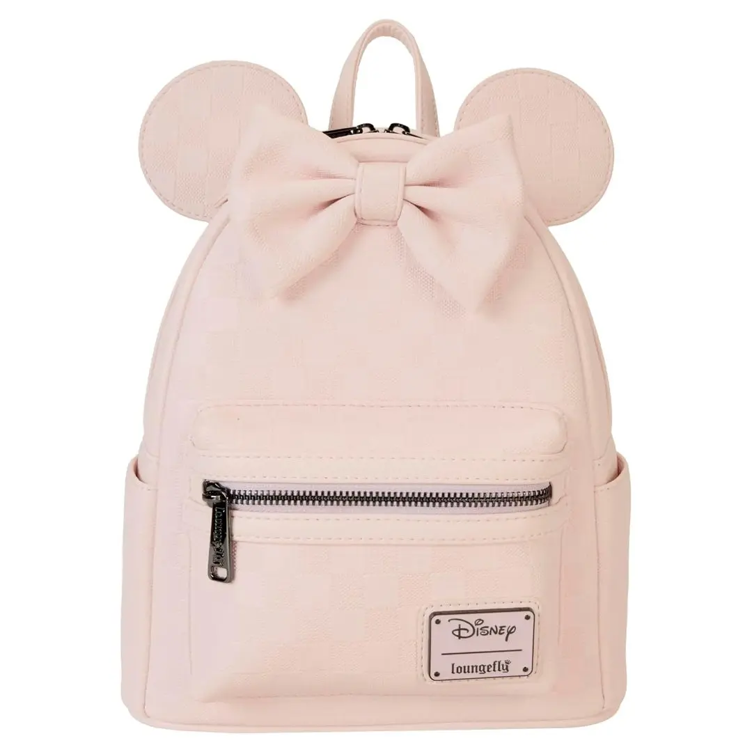 Loungefly Disney Minnie Mouse Checkered Retro Style Mini Backpack - Cute Faux Leather Women's Stylish Daypack with 3D Bow, Everyday Carry Functional Backpack, Stylish Daypacks, Casual Printed Backpack