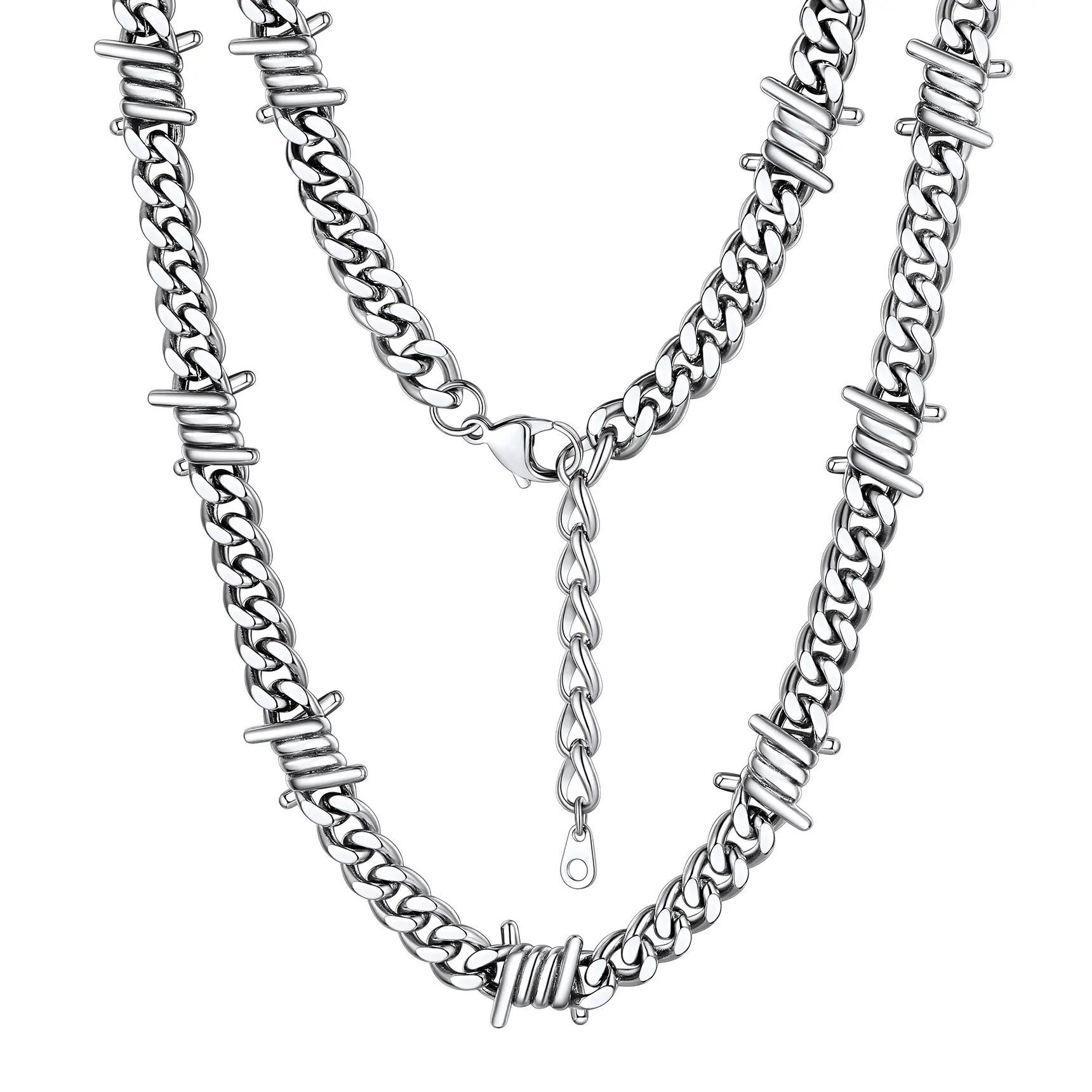ChainsHouse Summervibe Thorns Chain 18K Gold Plated Jesus Thorns Stainless Steel Chunky Necklace for Men Women,5/6/7/9/12MM Width,16/18/20/22 Inches Length Casual Cool Unisex Hip Hop Necklace CHN18583