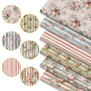 6pcs Vintage Distressed Print Fabric Bundles, 45cm*50cm/17.72in*19.69in Retro Fabric Squares for Quilting, Patchwork Sewing Material for Bedding, Tablecloth, Bags, Masks, Hats, Headbands, Pillowcases