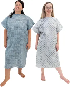 Careoutfit 2 Pack - Blue and White Hospital Gown with Back Tie/Hospital Patient Gown with Ties - One Size Fits All