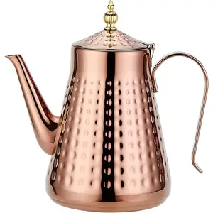 1.8L(60oz) Stainless Steel Hammer Patterned Teapot With Removeable Infuser,Loose leaf cover,Copper