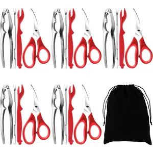 Seafood Crab Crackers and Tools, 21 Pcs Crab Leg Crackers Tools, Lobster Crackers and Picks Set, Crab Utensils Seafood Tools, Crab Forks Scissors Lobster Shellers, Nut Cracker Set For Crab Legs