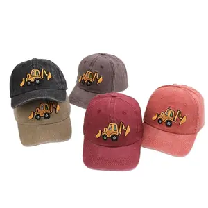 Excavator Toddler Baseball Hat, Embroidery Adjustable Kids Baseball Hat, Toddler Boys Hat Big Brother Present Age 2-8