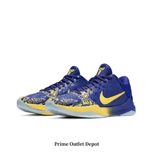 Blue & Gold Full-Print Low-Top Retro Basketball Sneakers | Streetwear Shock-Absorbing Breathable Athletic Shoes