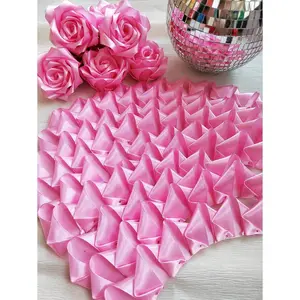 100Pcs Ribbon Bouquet Eternal Rose Bouquet DIY Ribbon Rose Bouquet Handmade Flower Bouquet, Ramo Buchon, Holiday Girfs, Wedding Birthday Bouquet,Randomly Send Two Different Technologies (Punching Or Heat Stamping)