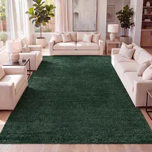 JONATHAN Y Haze Solid Low-Pile Indoor Emerald Area Rug; for Living Room, Kitchen, Bedroom, Dining Room, Office