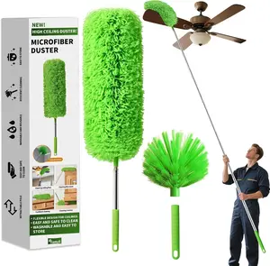 Cobweb Duster Extension Pole Washable Cleaning 2 Duster Heads Corner Brush  No brand