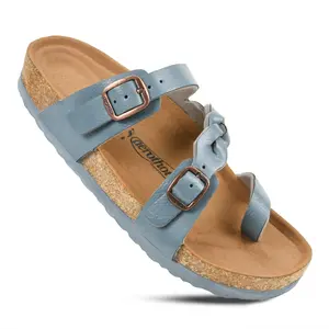 AEROTHOTIC Comfy Memory Foam Cork Sandals for Women Cute Dressy Adjustable Strappy Split Toe Slip On Vacation Essentials Women Footwear Open Toe Arch Support Slides Shoe Girl