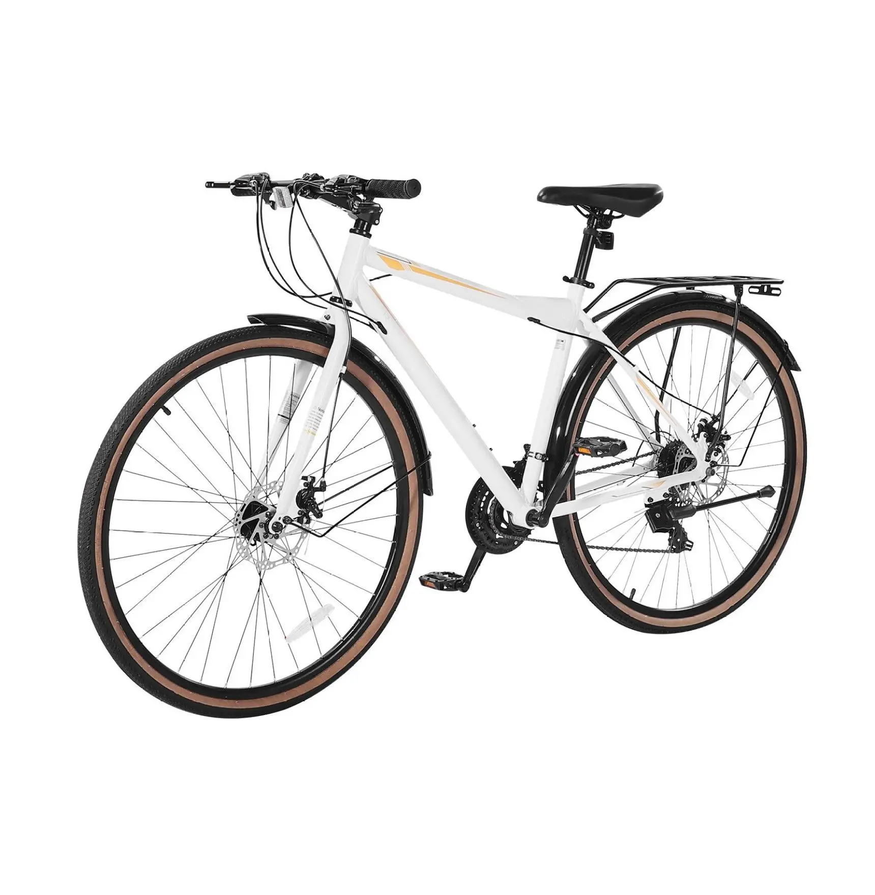 Hybrid Bike 700c, Lightweight Aluminum Frame, 24-Speed Shimano, Adult City Commuter Bicycle for Men Women, Adjustable Stem & Dual Brakes Step-Over Frame No Suspension