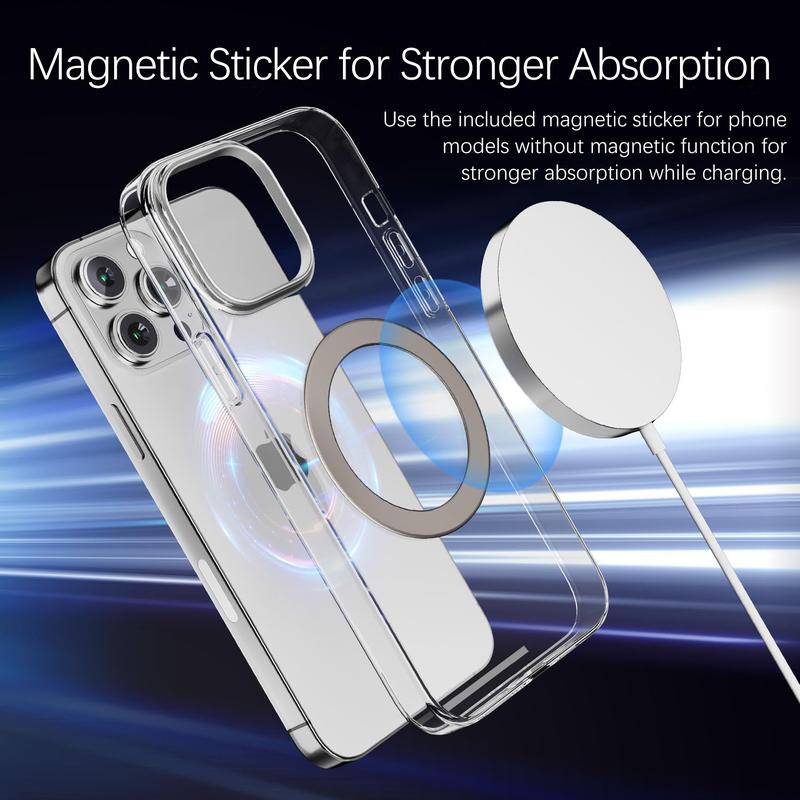 Magnetic Wireless Charger, 15W Fast Magnetic Charger for iPhone 15/14/13/12 Series and AirPods 3/2/Pro, Mag-Safe iPhone Wireless Charging Pad with Magnetic Sticker Included Ideal as Gifts