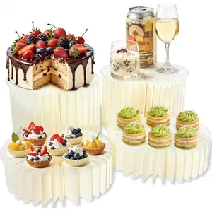 4Pcs Buffet Risers Food Risers for Buffet Table Creative Roman Column Display Stands Dual Height 4" & 8" Cylinder Stands for Party Dessert Table Display Set Display Risers for Cake Cupcake Catering