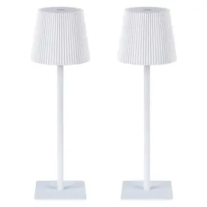 LUTEC 2 Pack Cordless Table Lamp,6000mAh Rechargeable Battery Operated Desk Lamp,Two Adjustable Heights,Waterproof, Touch Control & 3 Color Stepless Dimming for Restaurant/Bedroom/Bars/Outdoor (White) living room