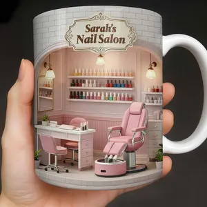 Nail Salon Custom Interior With Pink Pedicure Chair And Polish Shelves - Personalized Custom Coffee Mug - JBS152 2D Printed Effect gift for her, gift for him, gift for mom, gift for dad, gift for friend, birthday gift mug, christmas mug, holiday mug,