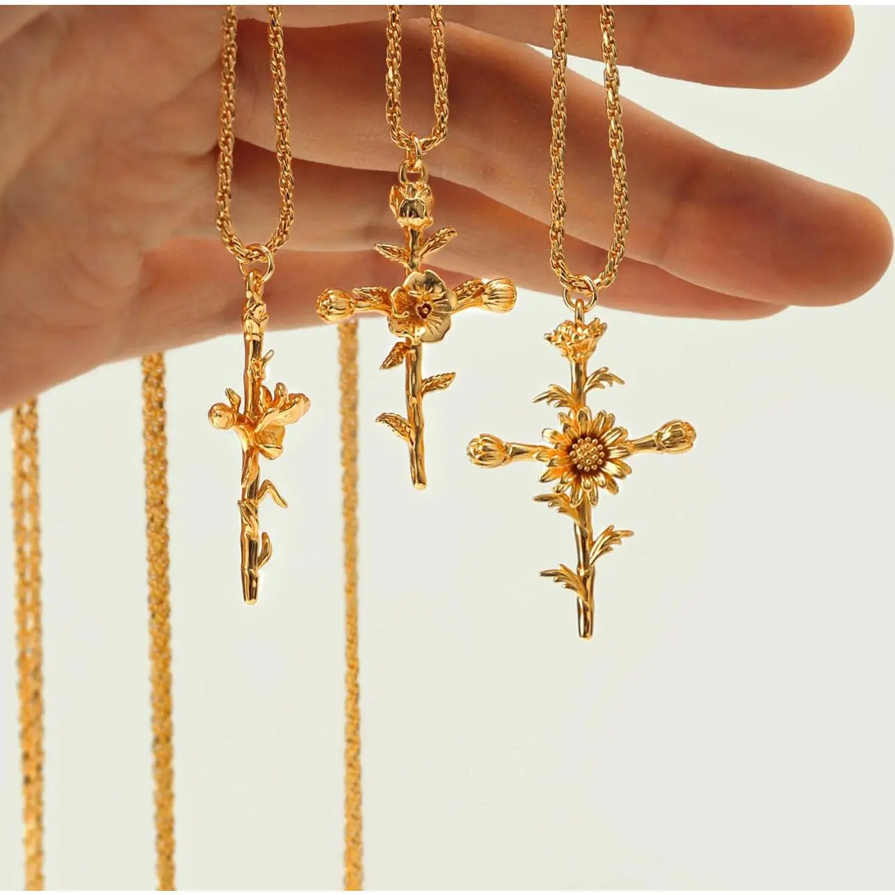 Birth Flower Cross Necklace - Cross Flower Necklace - Christian Jewelry - Christian Gift - Christian Apparel - Necklace