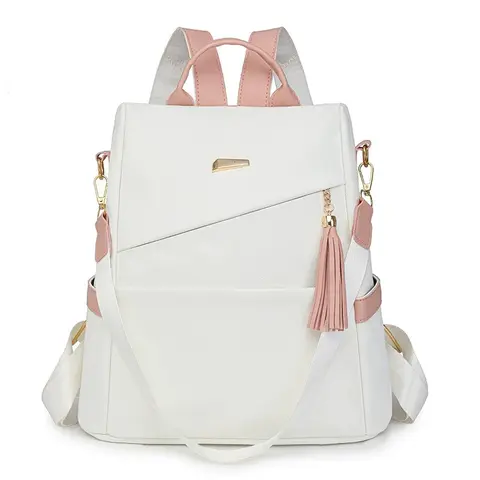 Women's Anti‑Theft Lightweight Backpack, Large Capacity, Adjustable Straps, Fringe Details, Travel and Daily Use, 4 Color Options, Everyday Backpack
