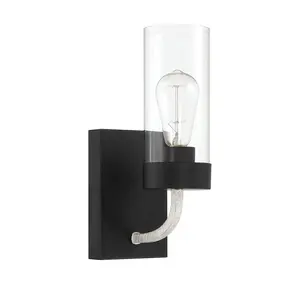 Zephyr Single Light Sconce With Clear Glass Metal Black Finish