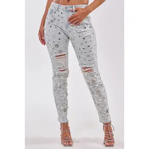 DAMN GIRL EMBELLISHED SKINNY DENIM