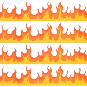 72 Feet Fire Bulletin Board Borders Burning Fire Bulletin Board Trims Die-Cut Red Orange Flame Scalloped Classroom Border for School, Homeschool, Back to School Decor, Firefighter Theme Decor