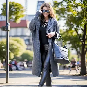 Women's Hooded Knit Cardigan in Midi Length Knitwear Womenswear