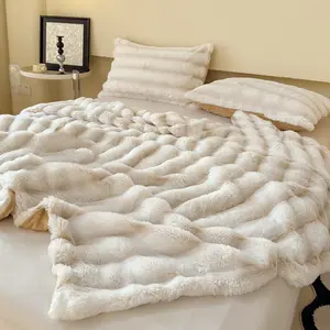 Ultra-Soft Artificial Rabbit Fur Lola Blanket, a Grade Faux Rabbit Fur, Durable, Bed Blanket, Sofa Blanket, Throw Blanket, New Year Gift