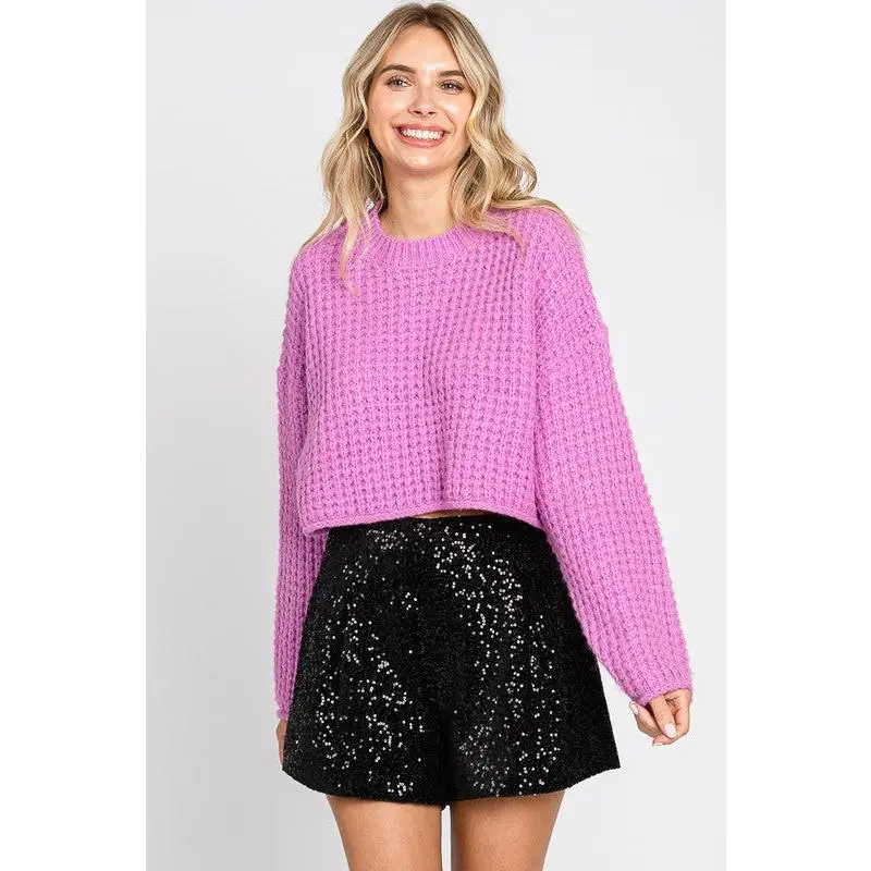 Lavender Waffle Knit Sweater