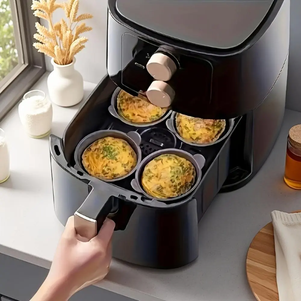 Non-stick Air Fryer Baking Ramekins, 3 Counts Silicone Egg Tart Mold, Versatile Kitchen Accessory for Healthy Cooking