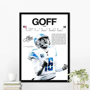 Jared Goff Hardline Series Poster, Jared Goff Signature Poster, Detroit Football Wall Art For Fans, Sport Gift For Men [UNFRAMED - PRINT ONLY]