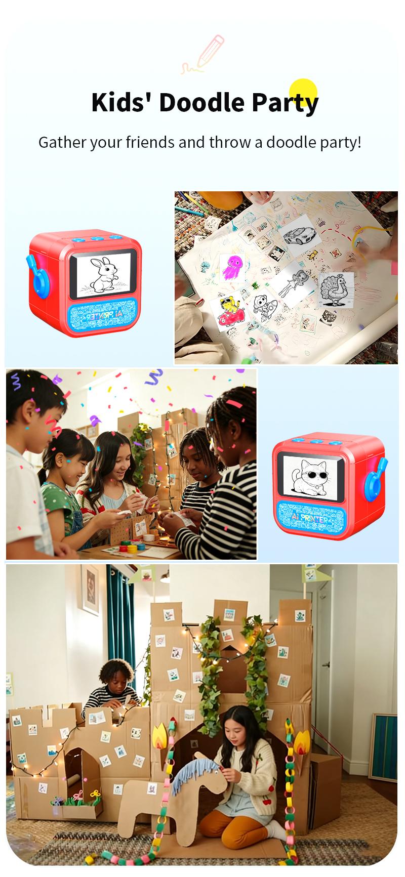 Portable mini printer, smart voice-activated image printing, label printer, USB-powered wireless label printer (with paper), app-uploaded image printing, suitable for note-taking and children's DIY crafts, compatible with iOS and Android systems.
