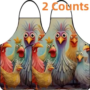 Funny Chicken Pattern Polyester Apron Set, 2 Count Funny Unisex Cooking Apron, Christmas Gift, Summer Apron for Women,Mother's Day Gift,Nails Design Tool,Kitchen Accessory,Garden Accessory
