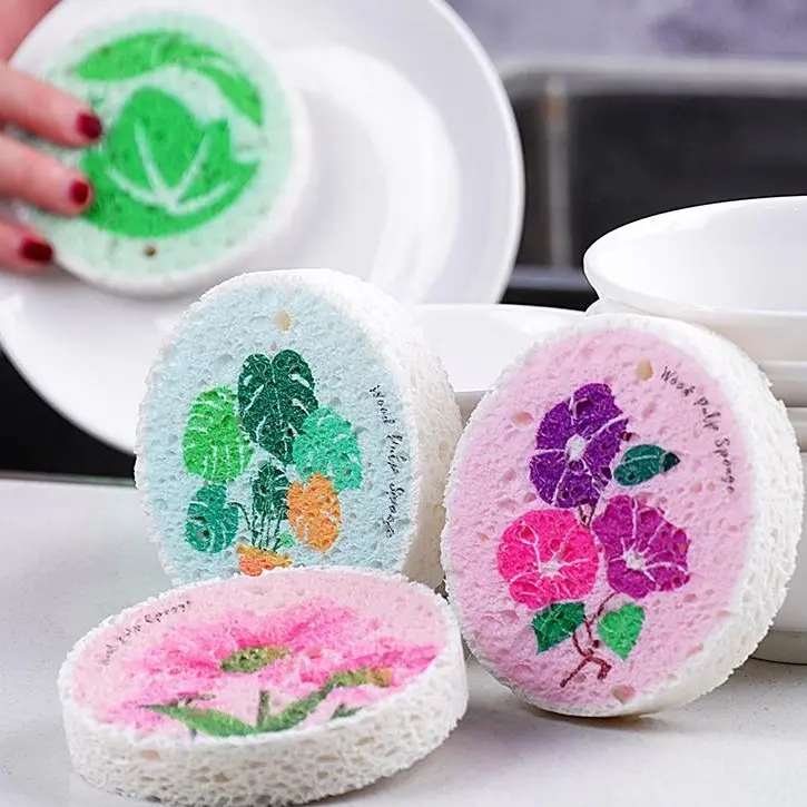 6 PCS Dish Sponge Set – Cute Eco-Friendly Cellulose Scrub Pads with High-Absorbency Foam, Multi-Use Home Cleaning Gadget for Dishes, Bathroom, Eco-Sponge Sponges & Scouring Pads