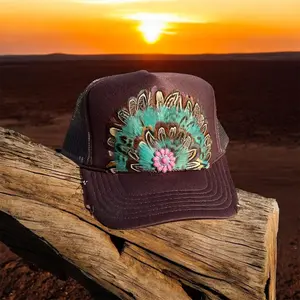 Custom Brown Feather Trucker Hat