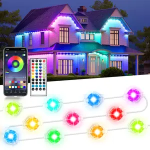 Permanent Outdoor RGB Lights IP67 Waterproof Smart LED Eaves Lights with App Remote Control Music Sync Color-change  Scenes for Christmas Holiday Halloween Parties Daily ambient house yard Decor chritsmaslights