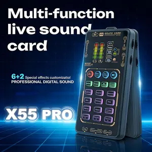 To Party Tech X55 Pro Handheld Mini Sound Card Voice Changer Recording Kit Live Sound Card with Professional Chipset for Gaming Singing Podcasts Portable Audio Interfaces