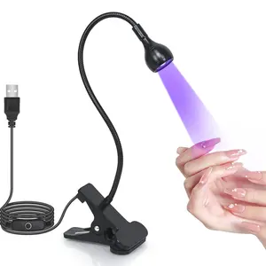 UV Light UV Lamp for Nails 365+395nm 3w Black Light LED UV Nail Lamp with Clamp for Gel Nails Ultraviolet Curing UV Nail Lamp 5v USB Input UV Light with 4 Levels Dimming